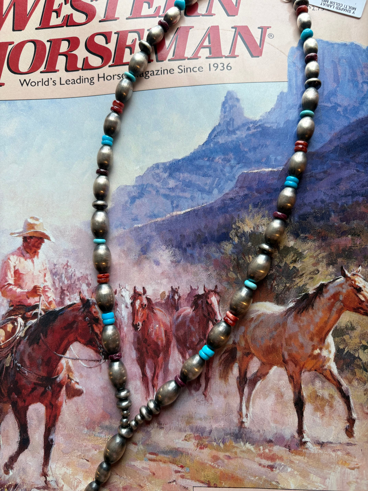 Multi Stone Lariat Sterling  Necklace