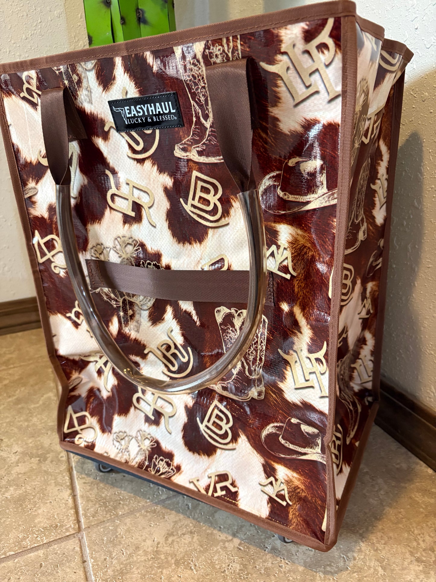Medium Cowhide Print Rolling Bag