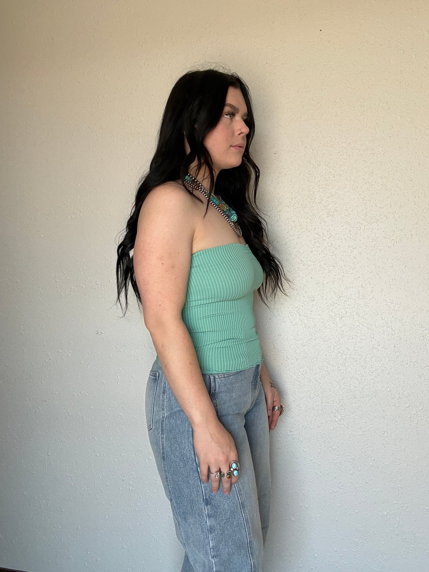 Fitted Tube Top *Green Teal