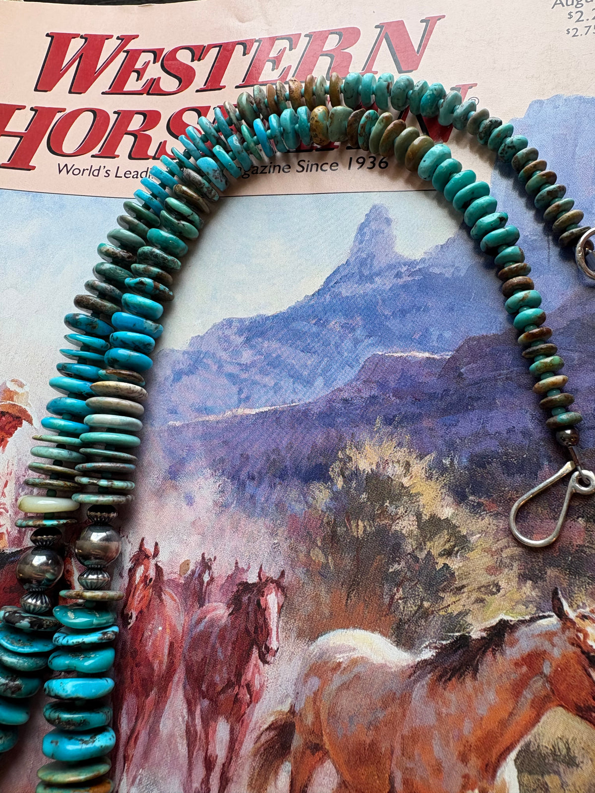 Kimberly Tom Turquoise and Barrel Bead Necklace