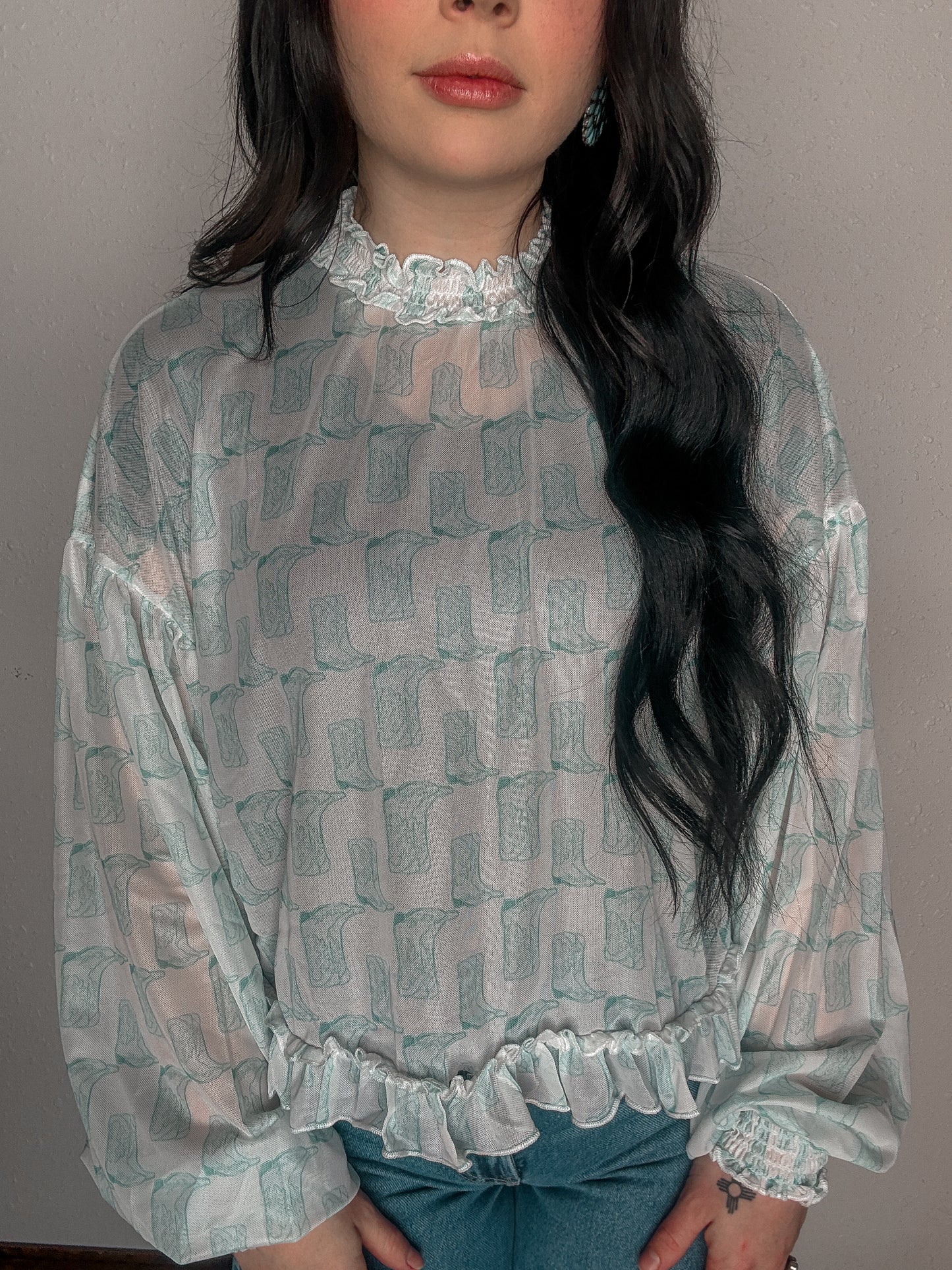 The Betty Boot Ruffle Mesh