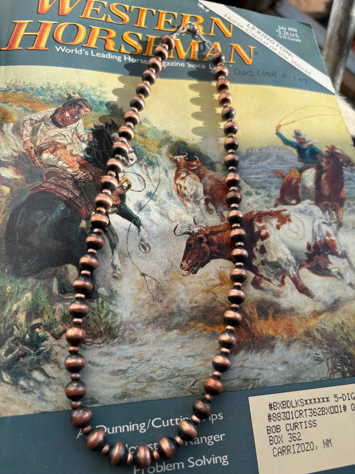 4mm & 8mm Copper Beaded Necklace 20”