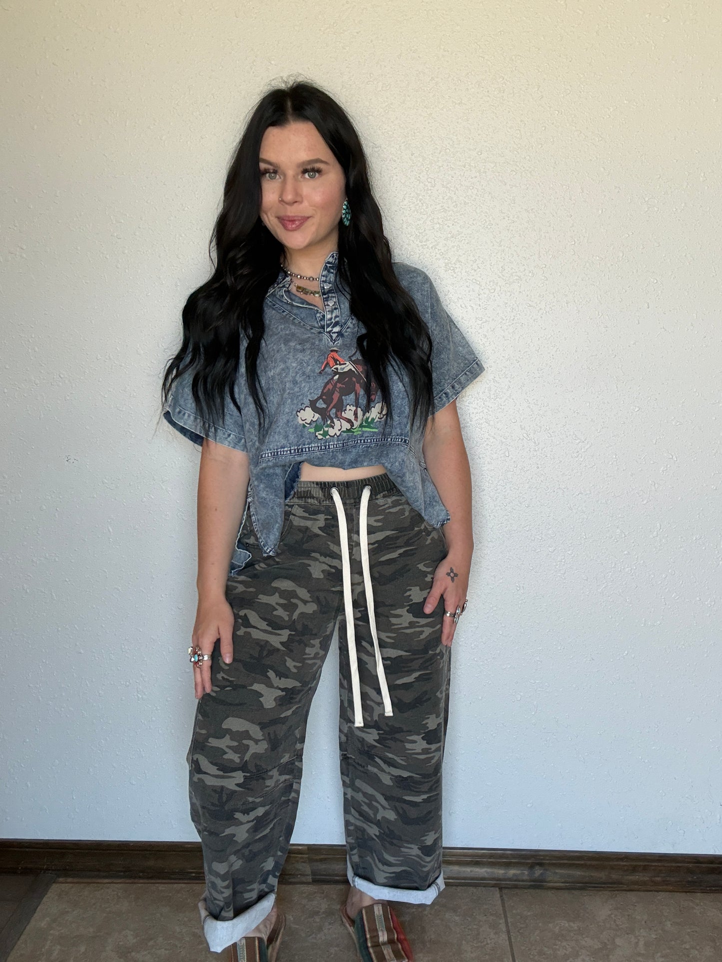 The Fairground Camo Barrel Jean