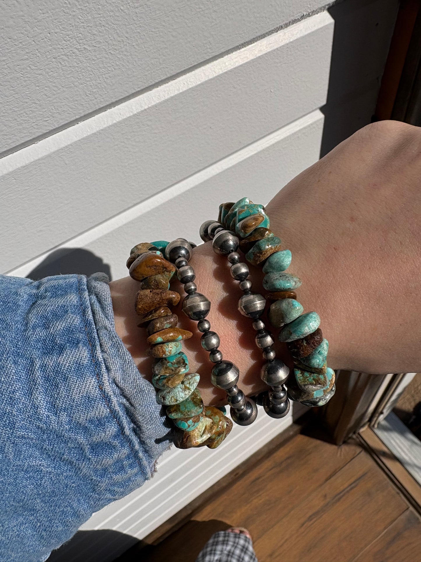 Chunky Royston Turquoise Stretch Bracelet