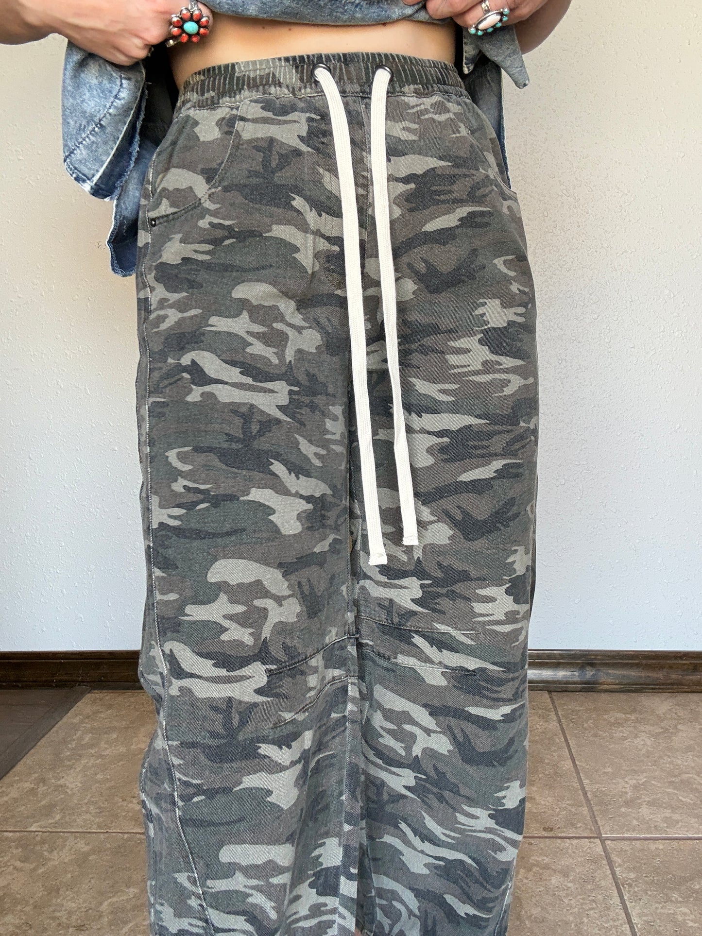 The Fairground Camo Barrel Jean