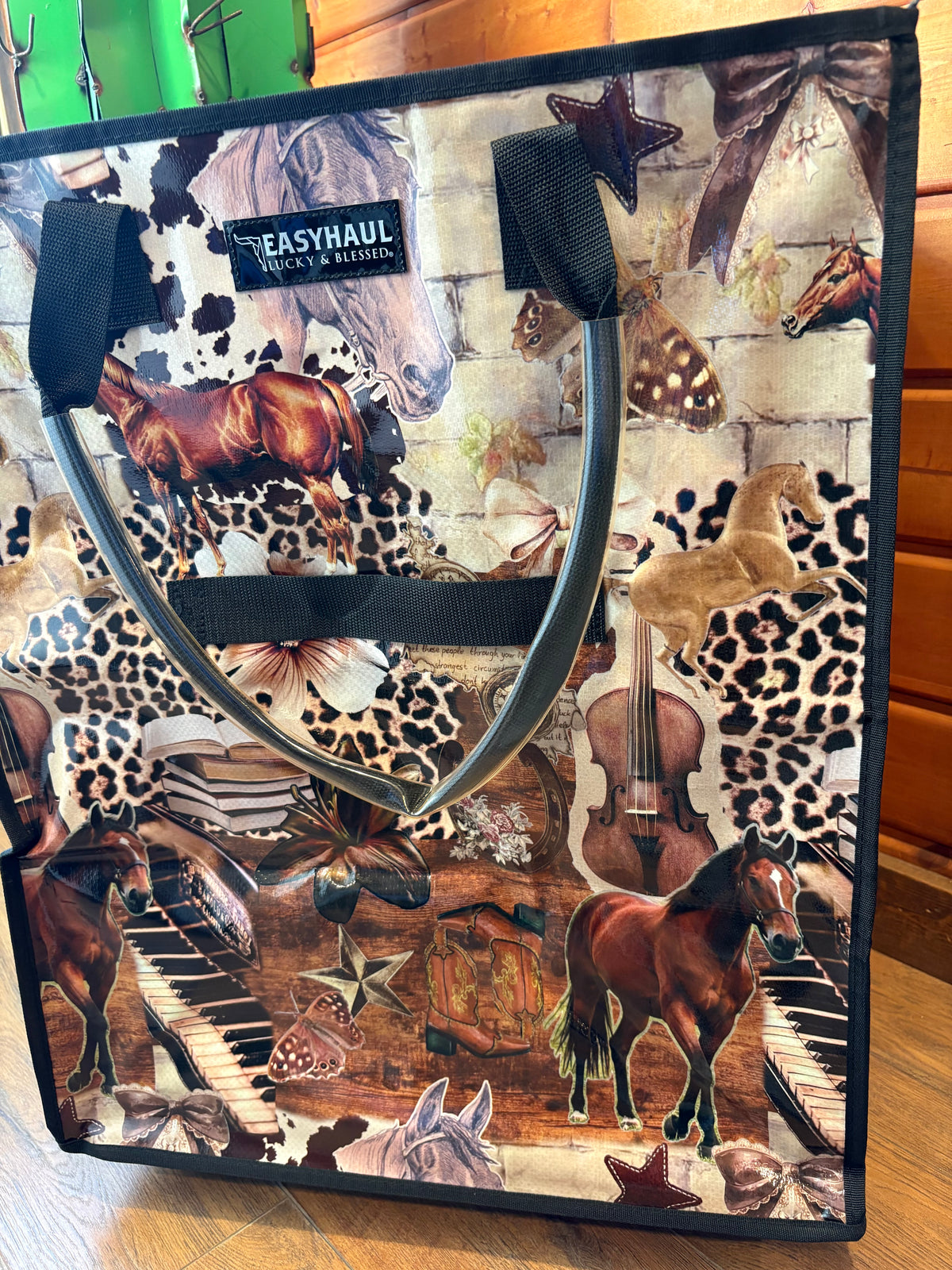 Large Western Collage Rolling Bag