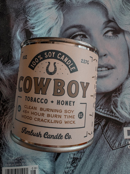 Cowboy Paint Can 8oz Candle Honey+Tobacco
