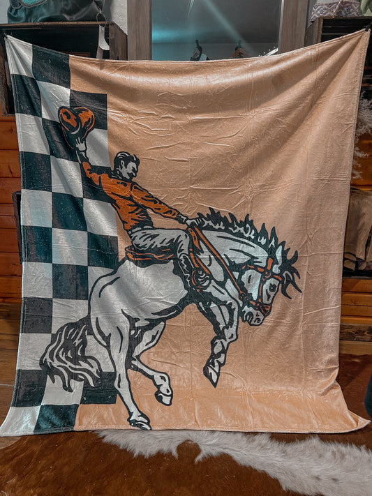 Checked Out Bronco Blanket 50x60”