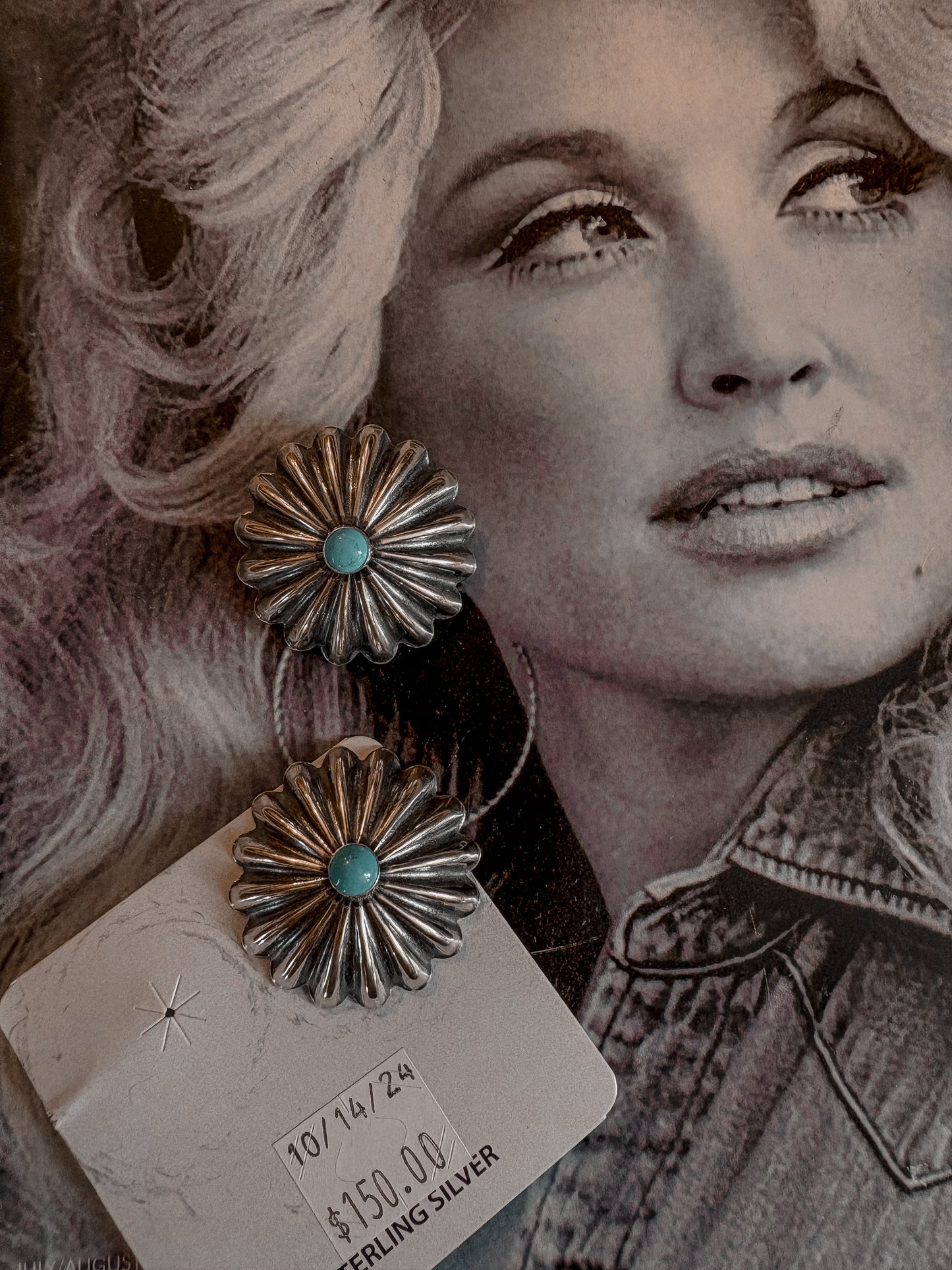 Large Cluster Concho Earrings with Turquoise