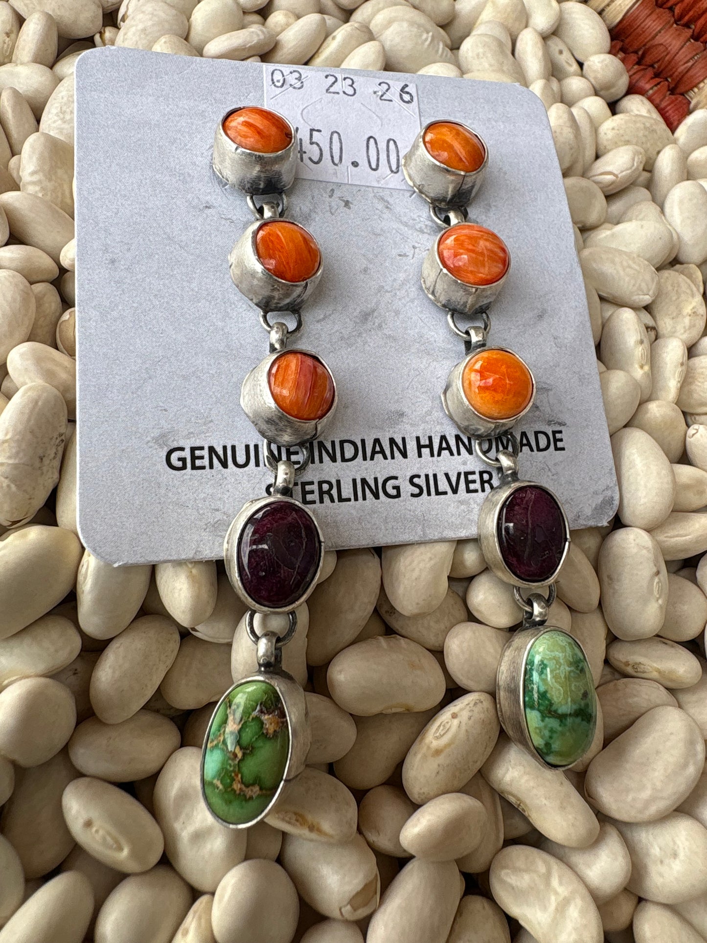 Native Made Multi Stone Dangle Earrings
