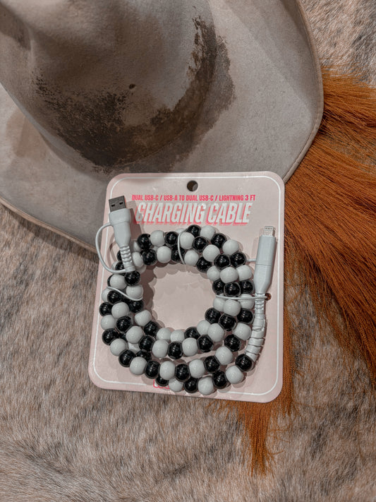 Dual Beaded Phone Charger *Black&White