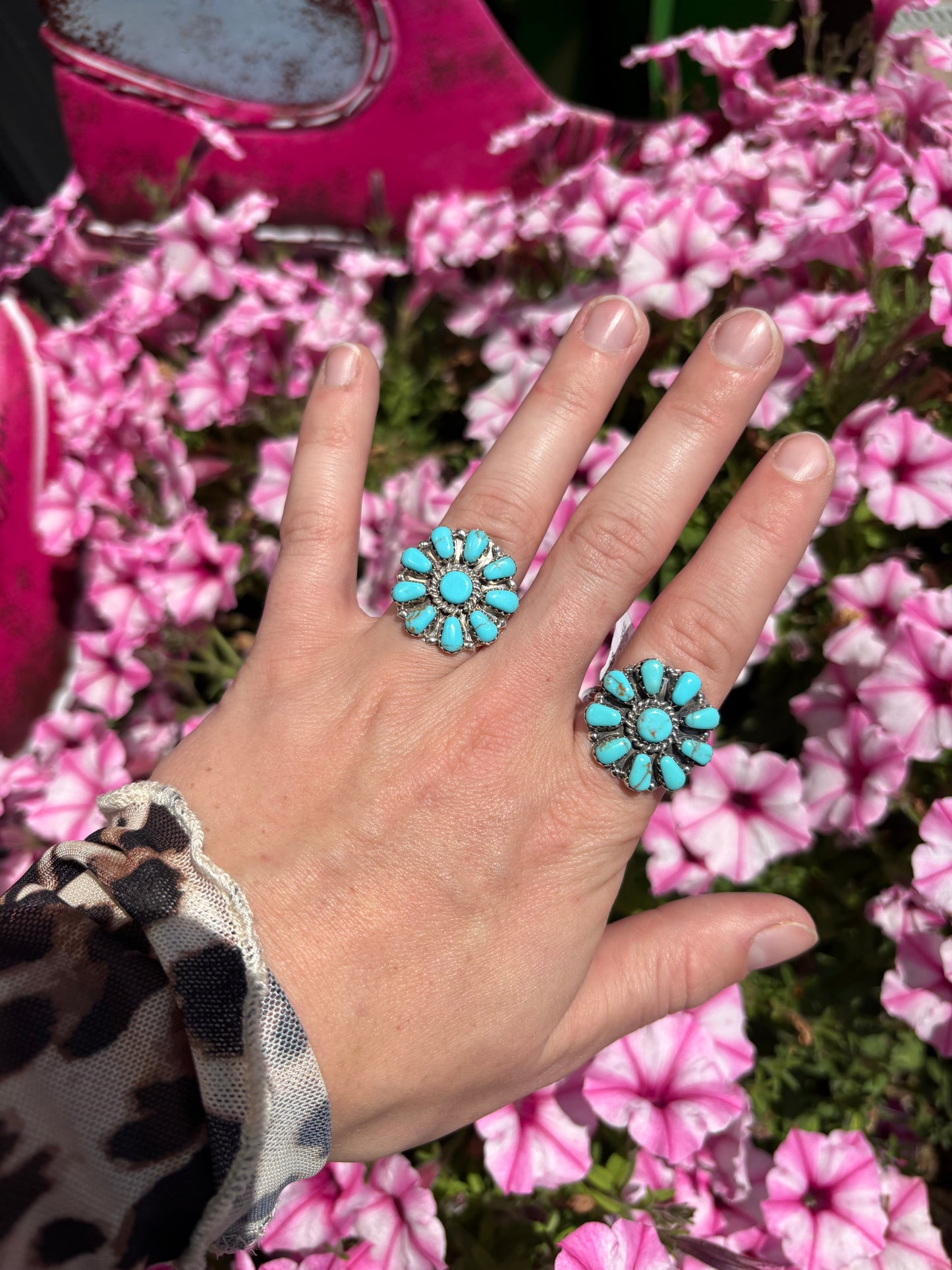 Native Made Kingman Turquoise Cluster Ring