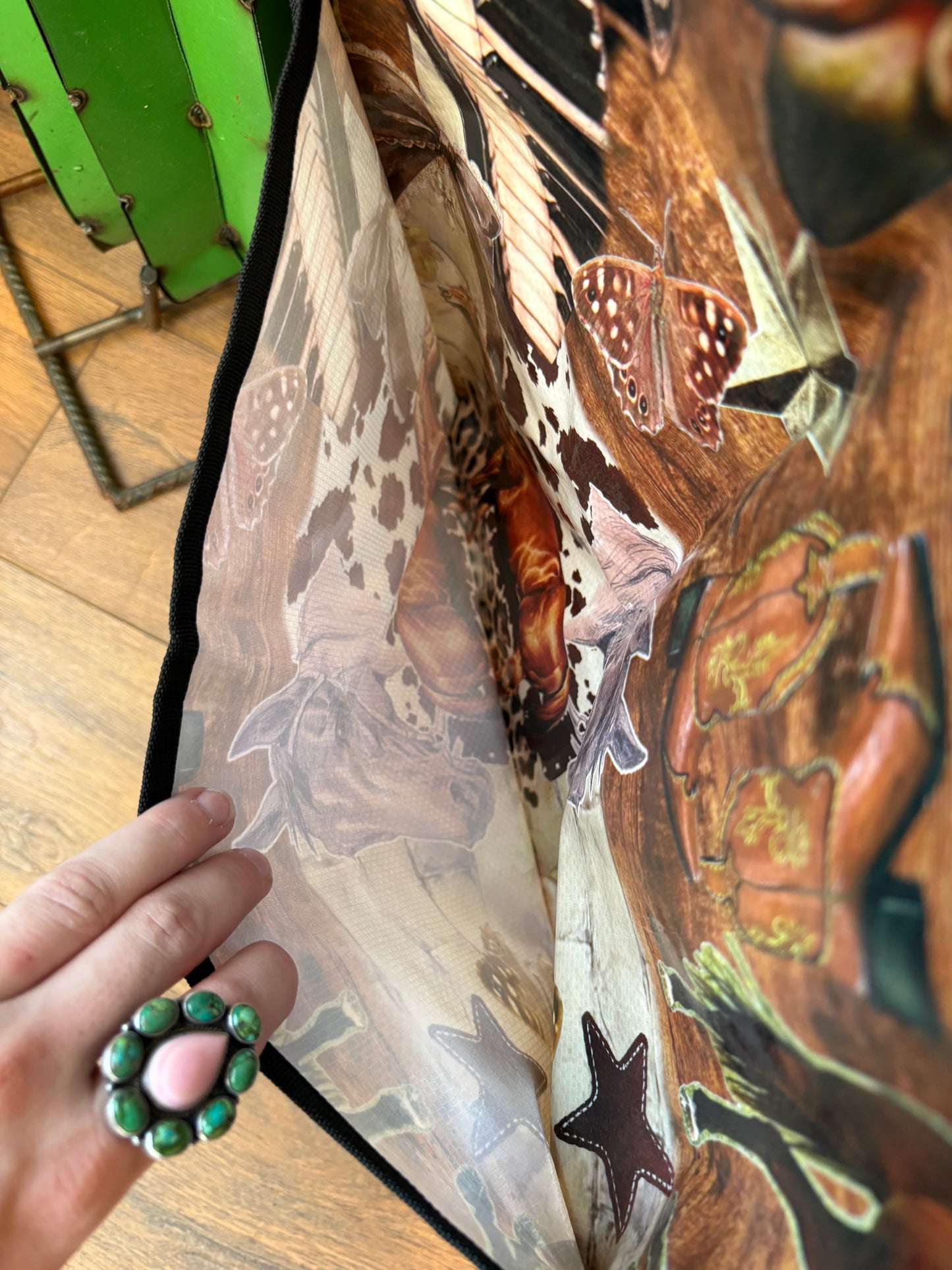 Large Western Collage Rolling Bag