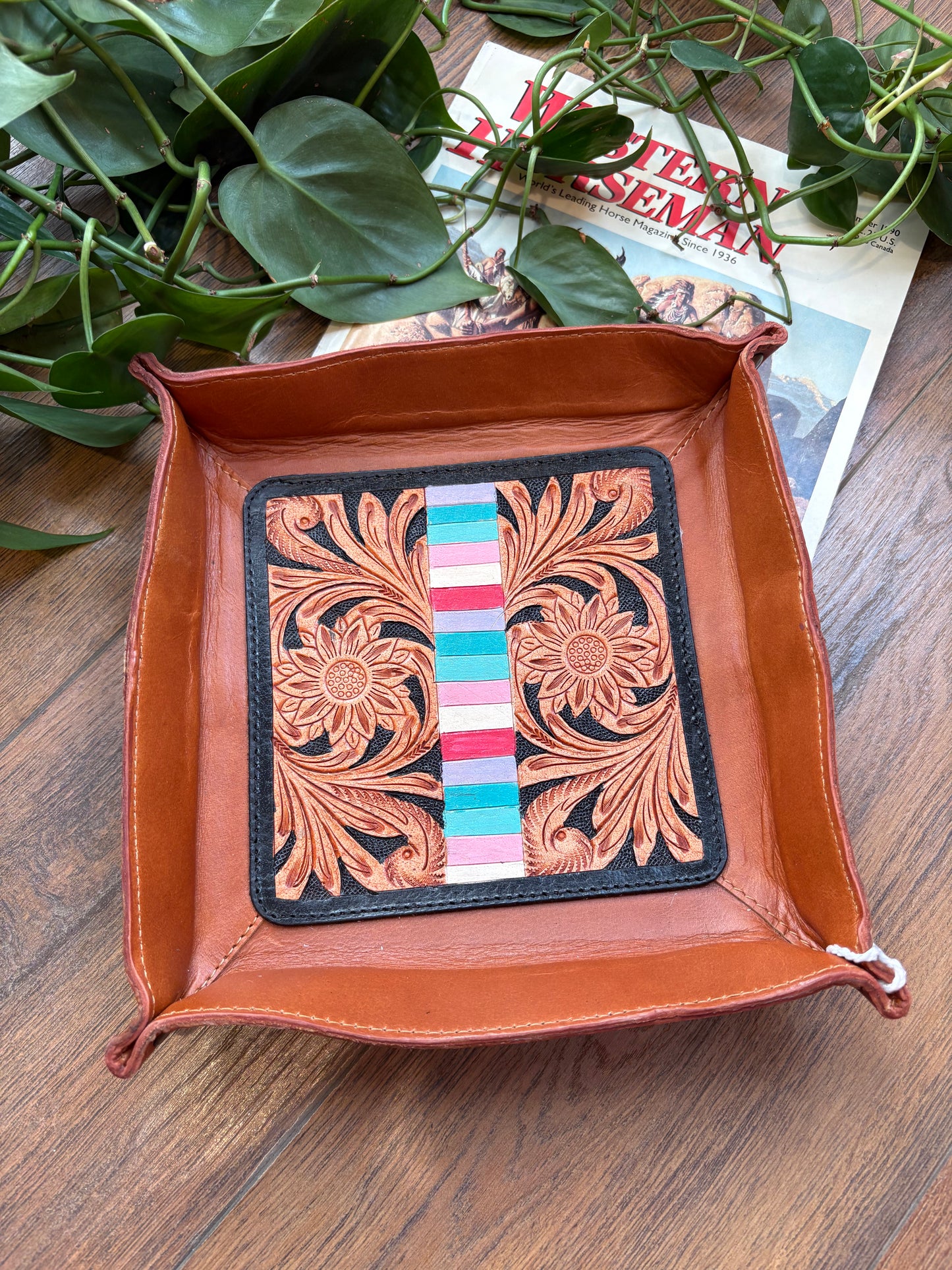 Serape Leather Tray