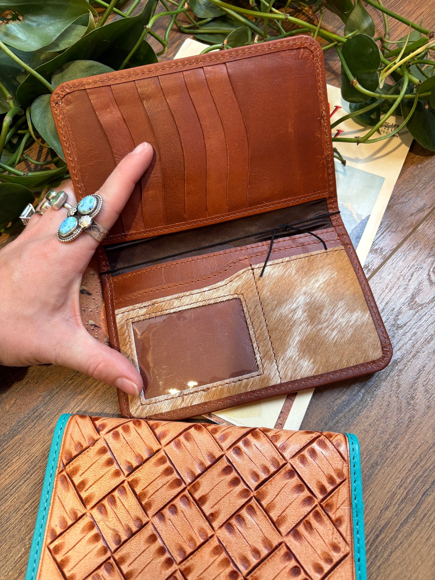 Leather Check Wallet