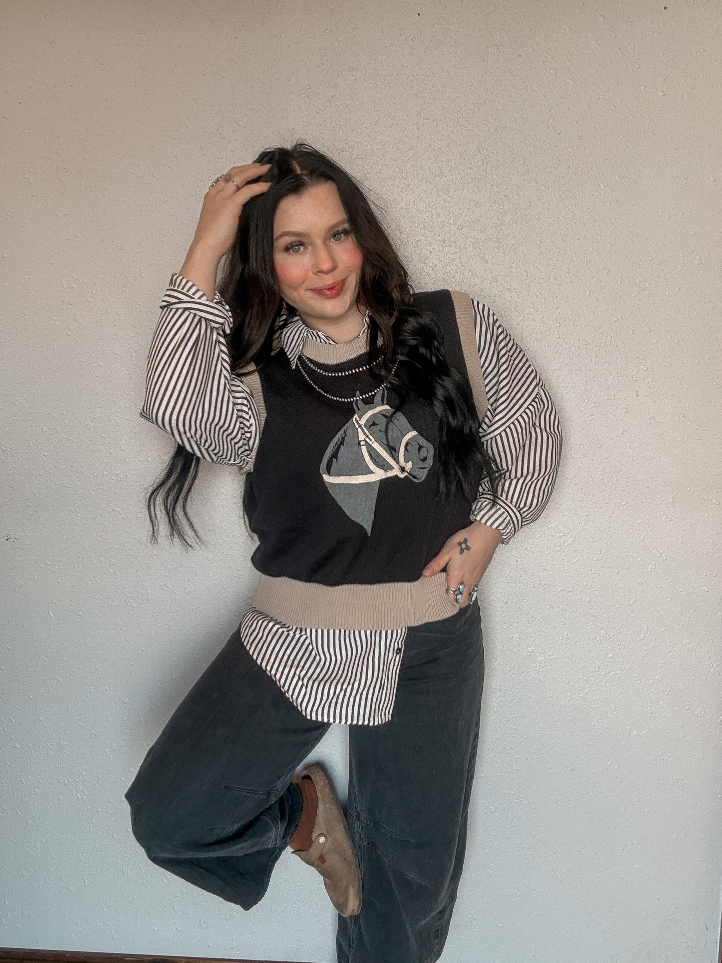 Oversized Striped Button Up