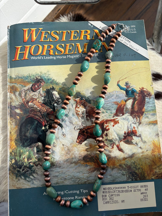 8mm Copper & Turquoise Necklace