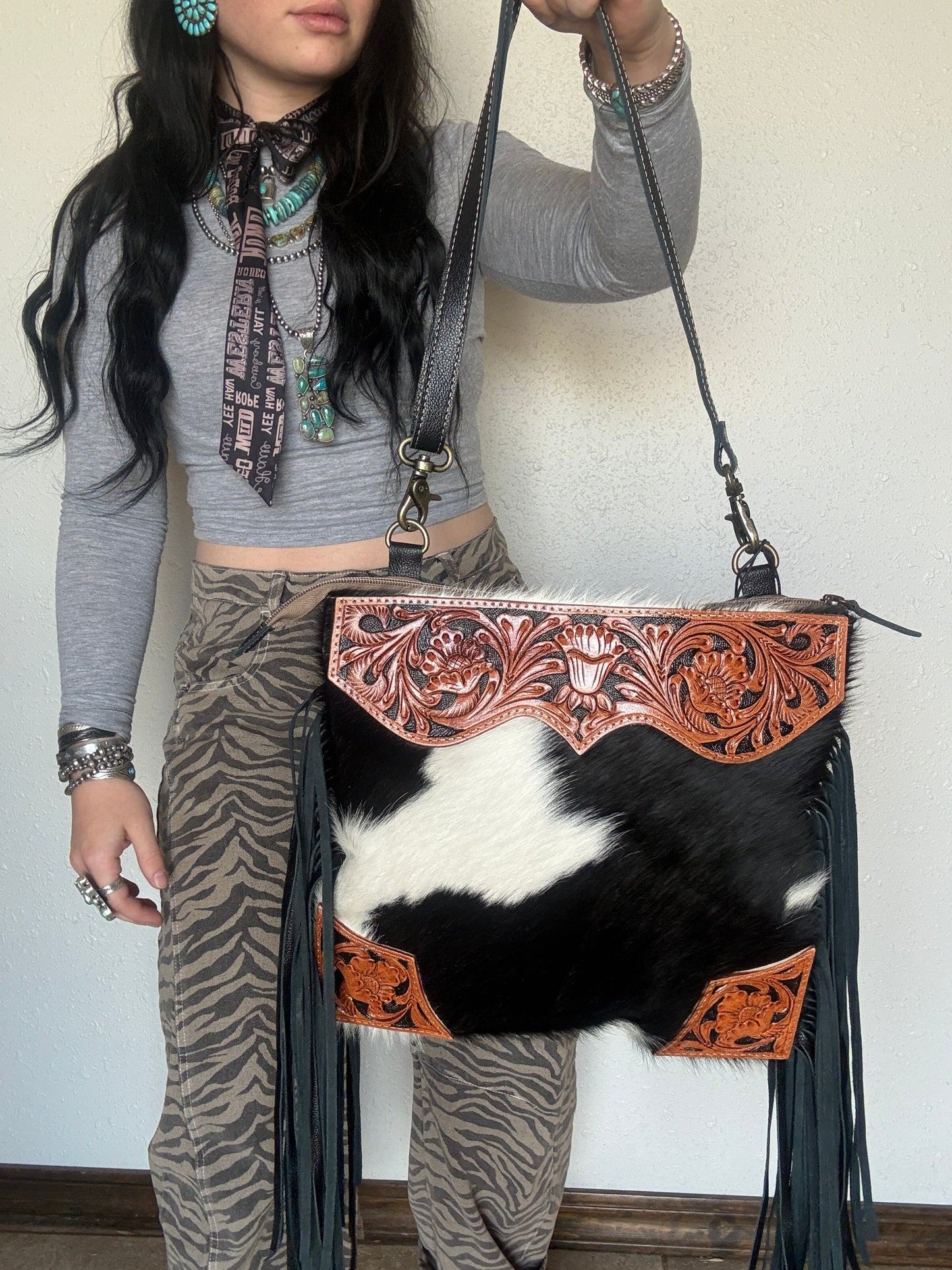Tumbleweed Fringed Hand-Tooled Bag