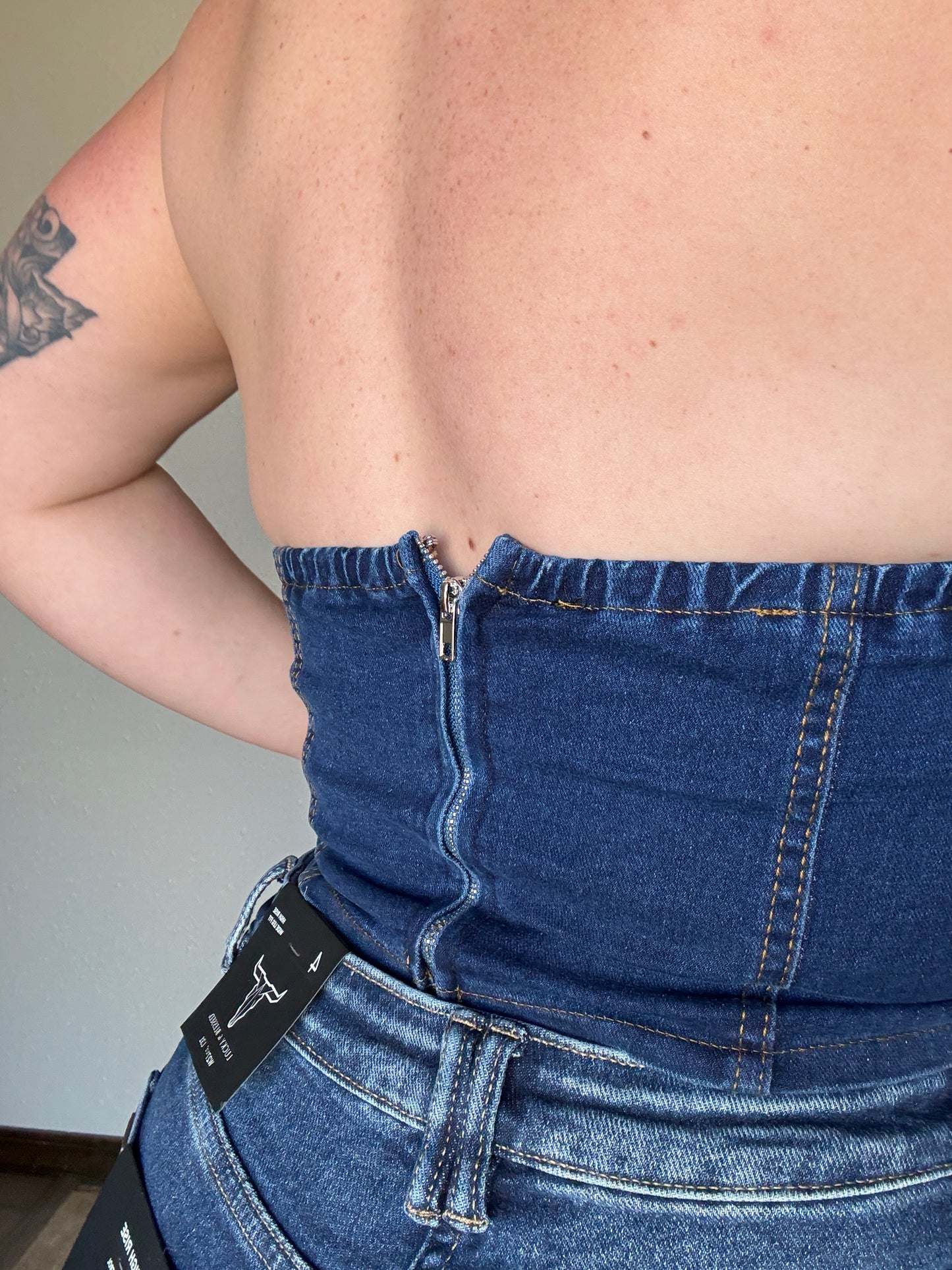 Dark Wash Denim Halter Top