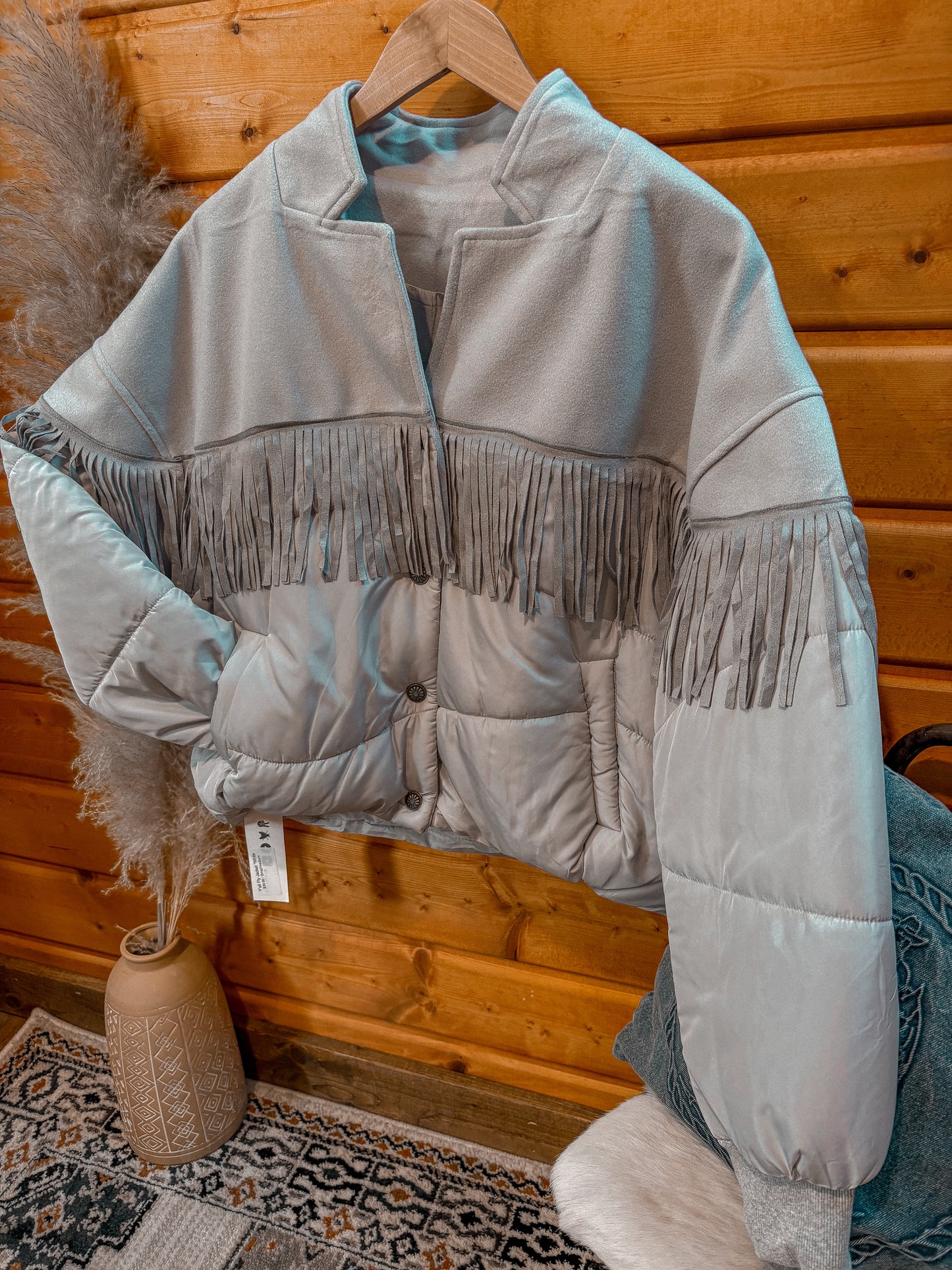 Y’all Fly Puffer Jacket *White