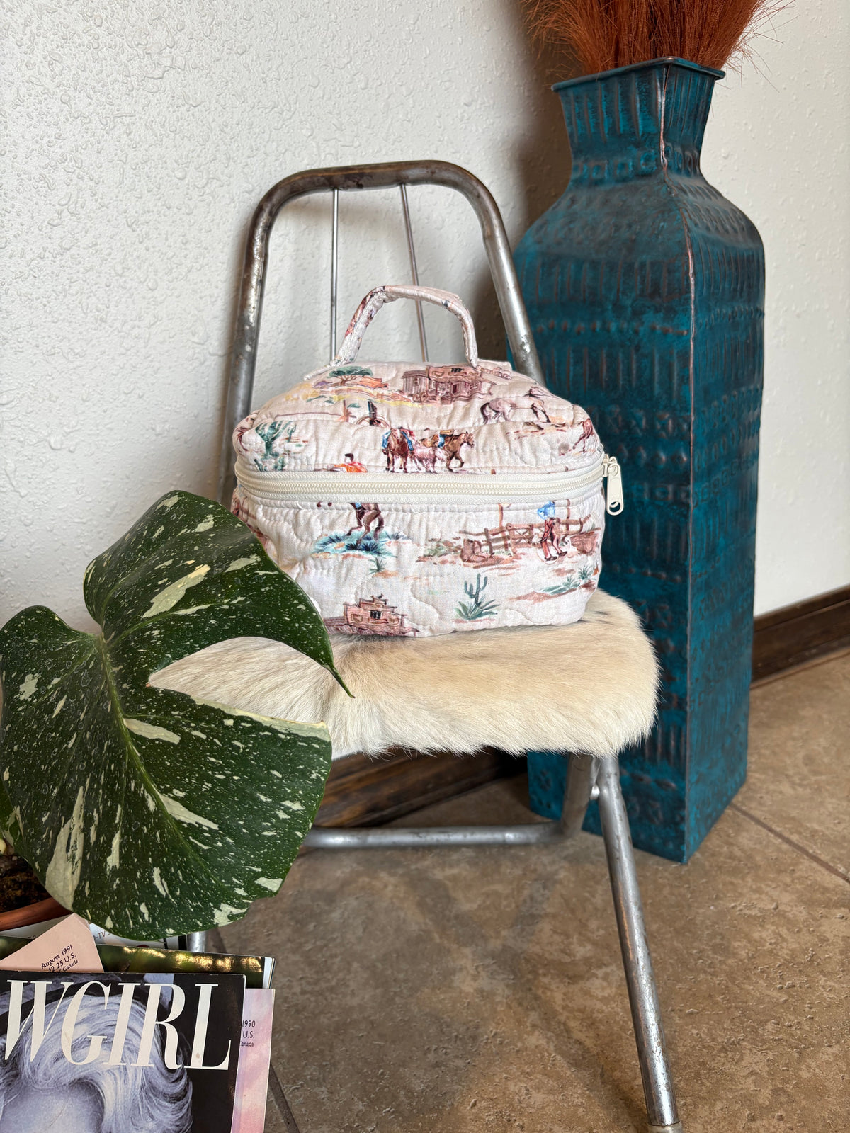 Retro Cowboy Quilted Travel Case