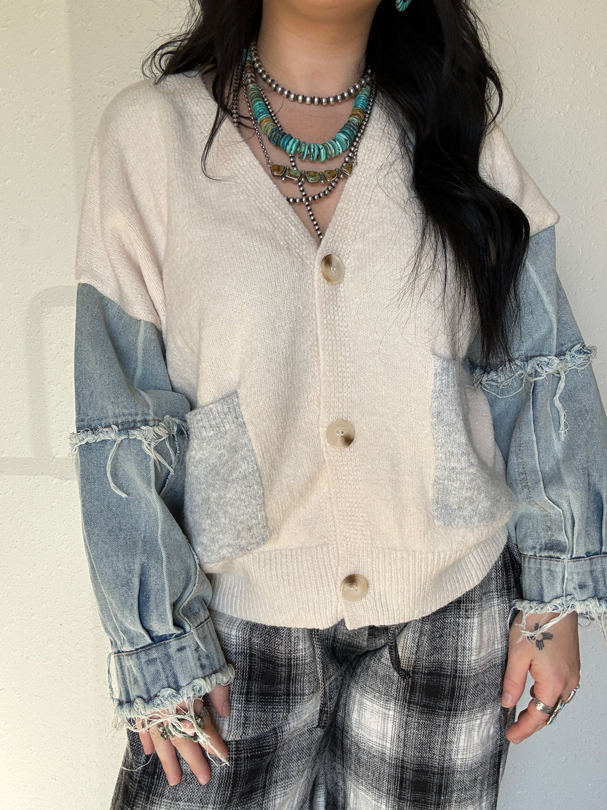 The Dandy Denim Cardigan *Cream