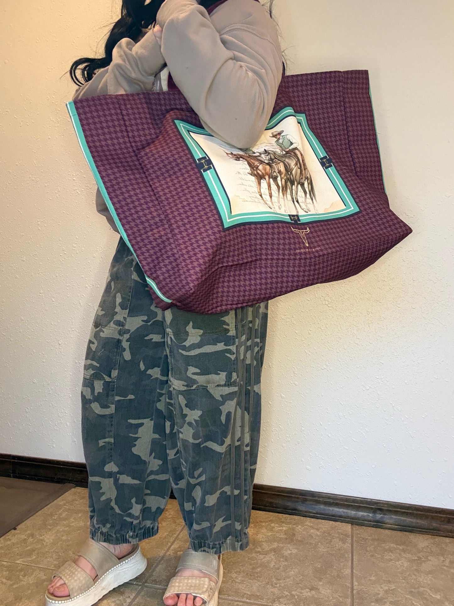 Large Canvas Market Tote Bag *Cowboys