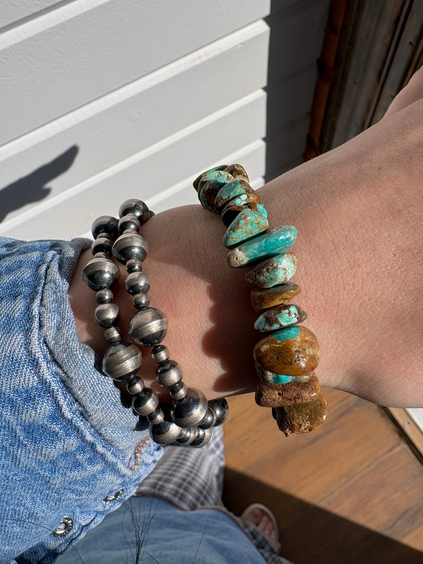Chunky Royston Turquoise Stretch Bracelet