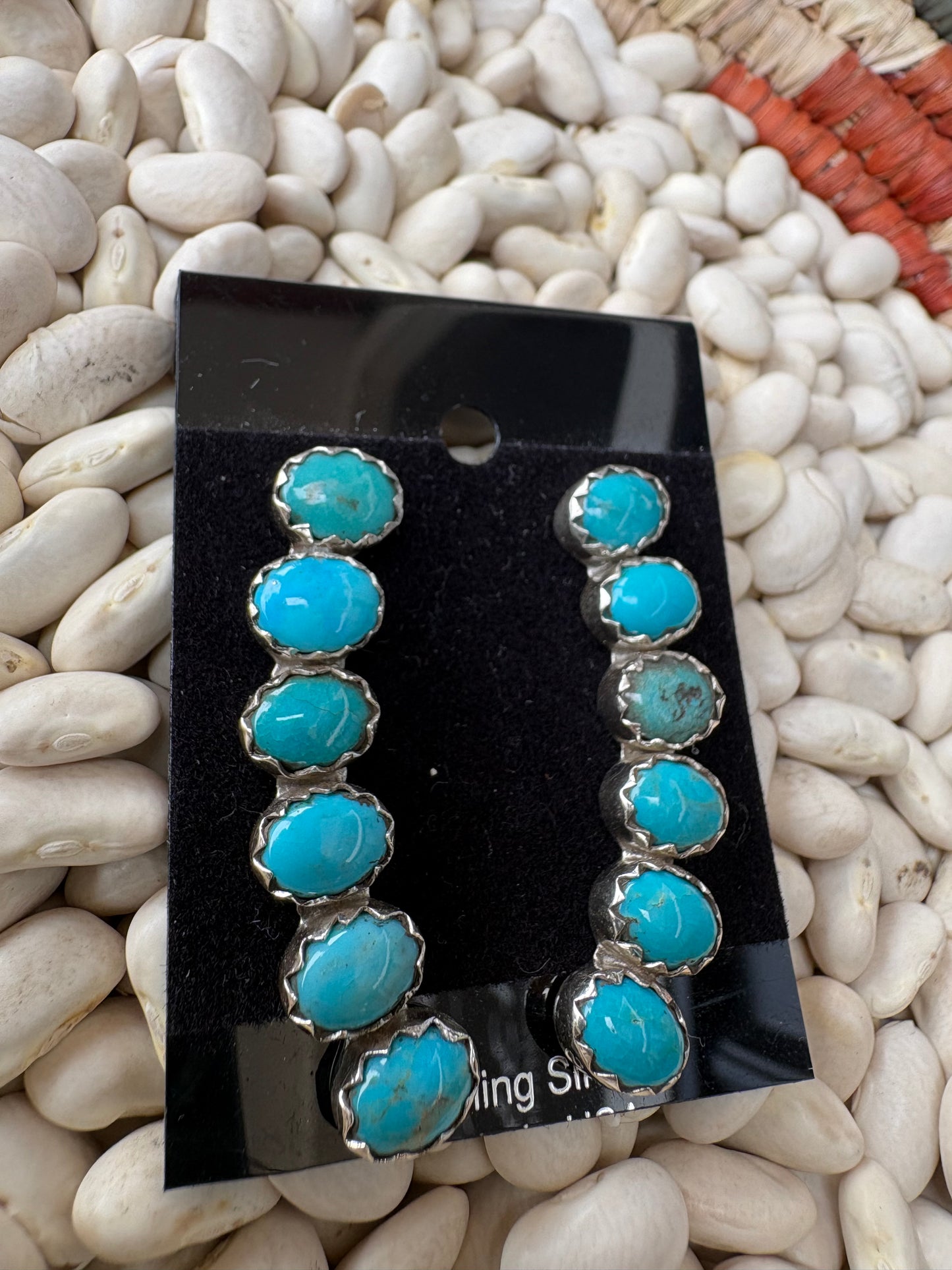 Turquoise 6 Stone Stud Earrings