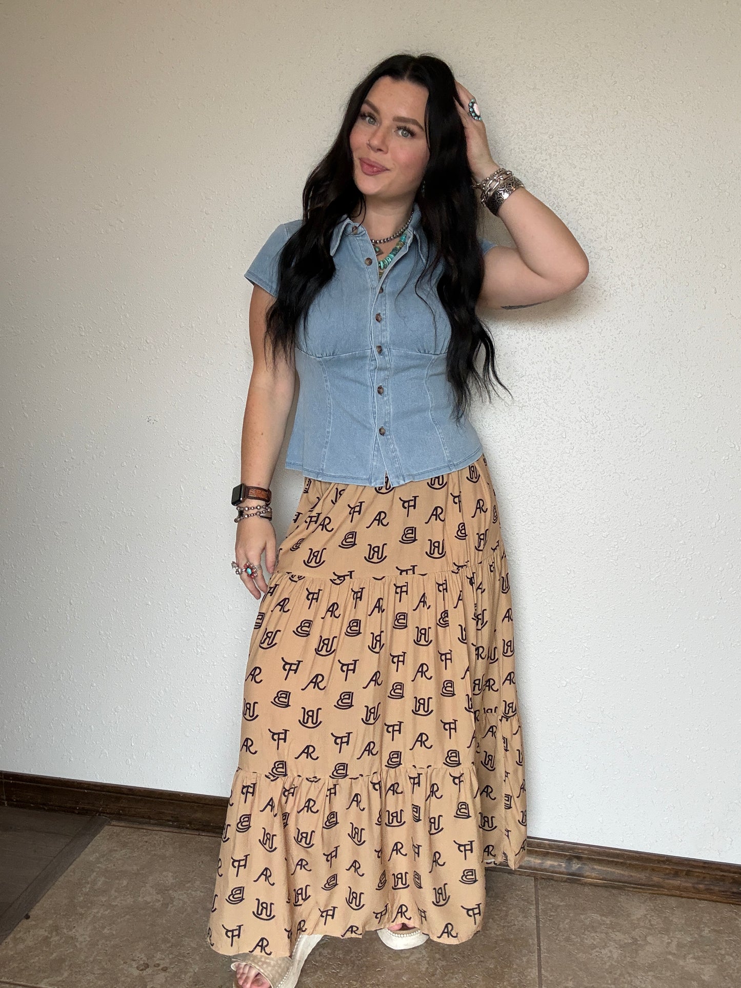 Cattle Brands Maxi Skirt