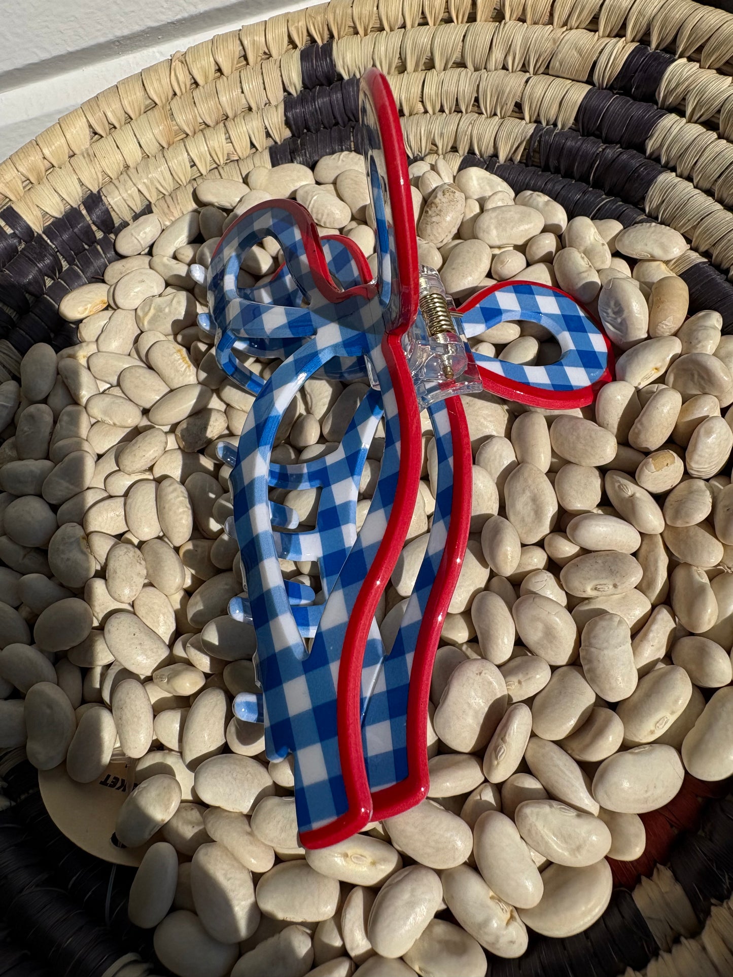 Gingham Bow Claw Clip