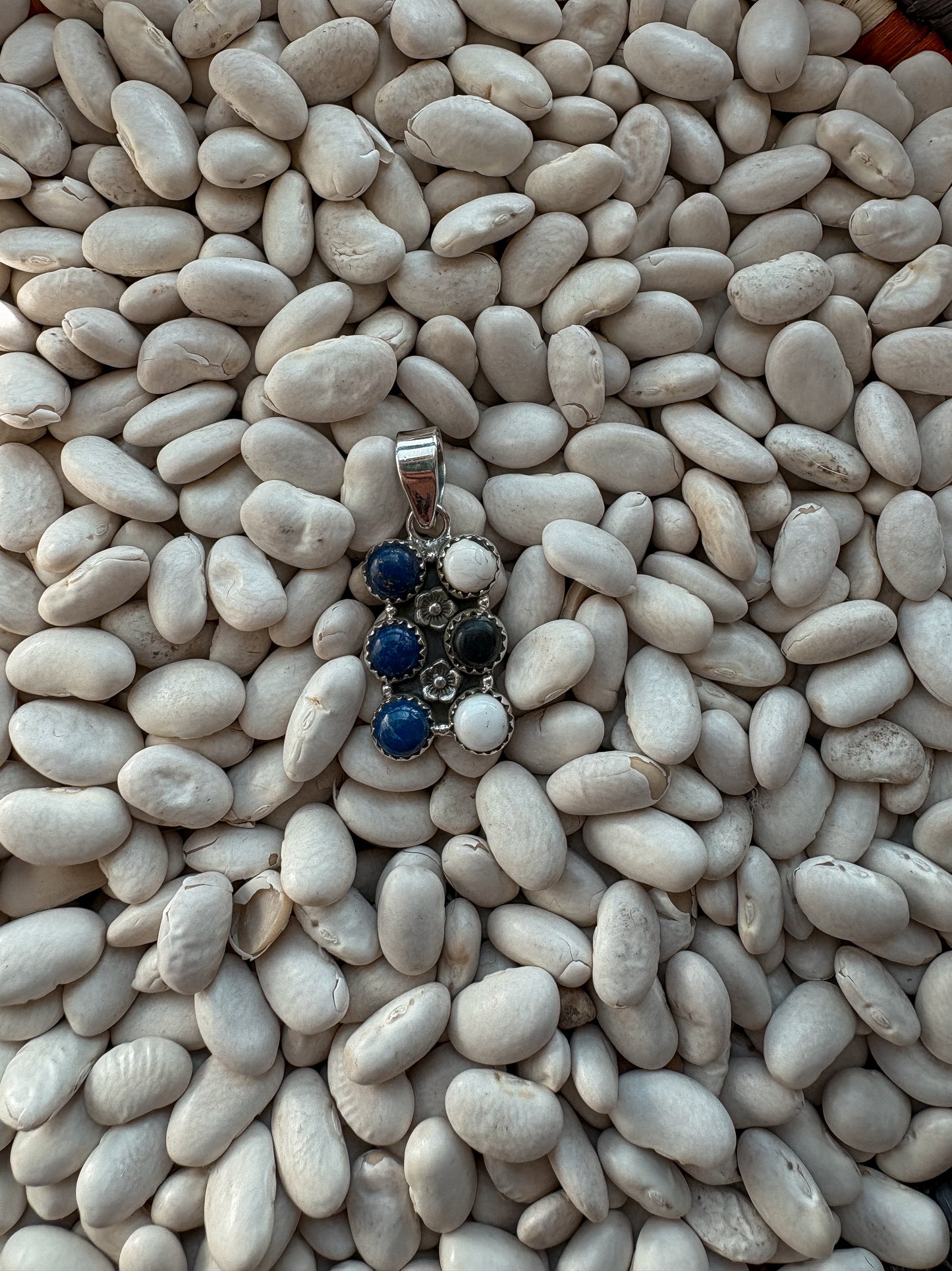 White Buffalo & Lapis Pendant A
