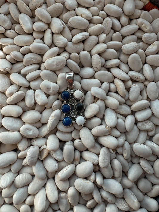 White Buffalo & Lapis Pendant A