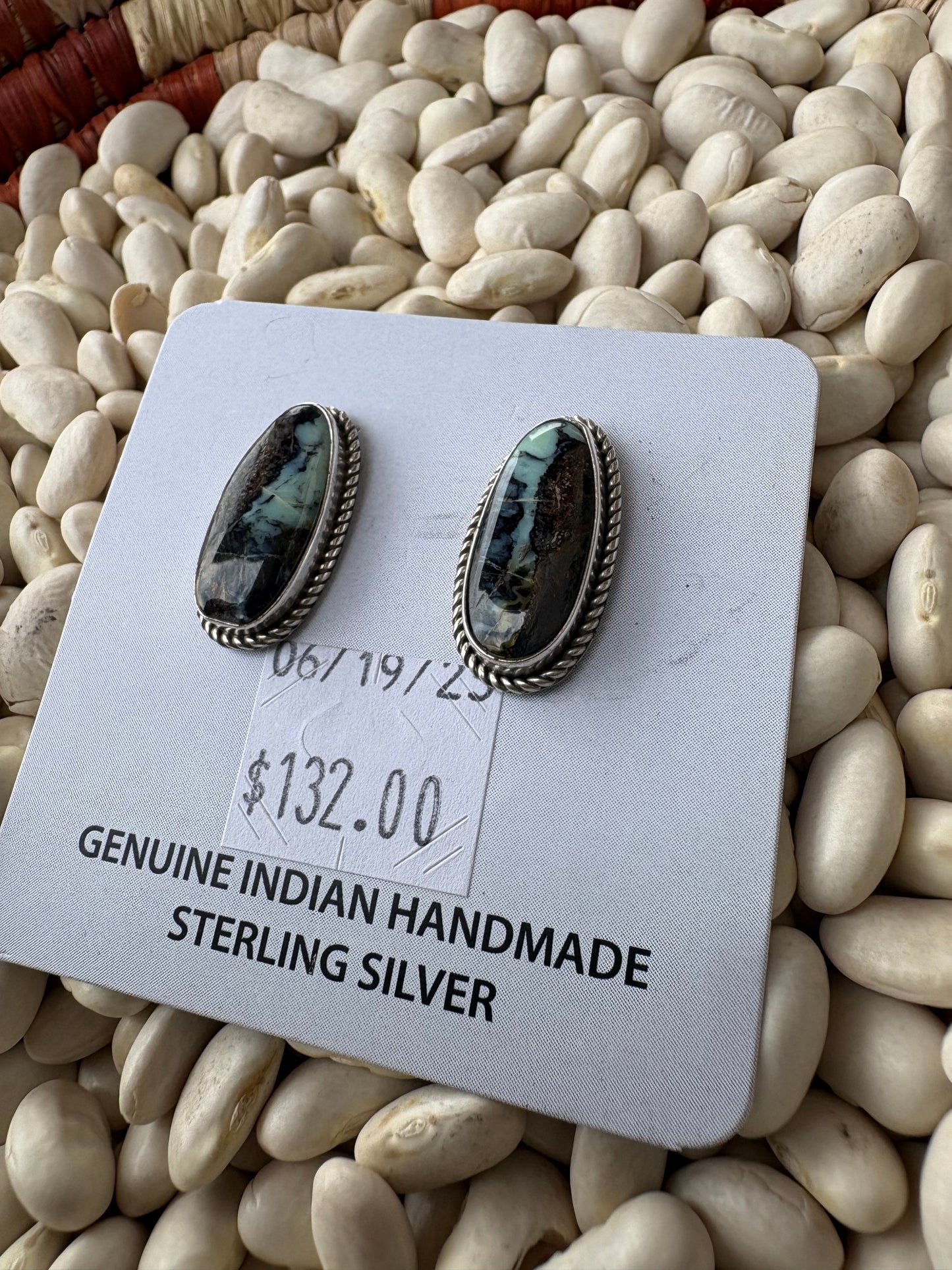Black Jack Turquoise Stud Earrings