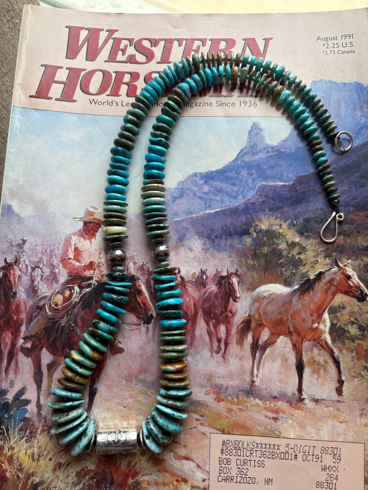 Kimberly Tom Turquoise and Barrel Bead Necklace