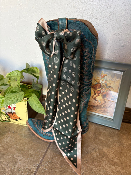 Green Polka Dot & Paisley Twilly