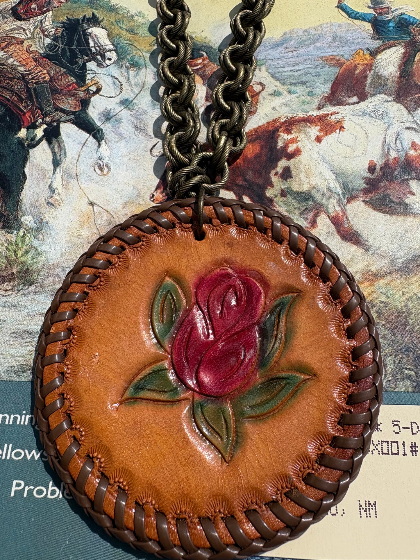 Handmade Leather Rose Necklace