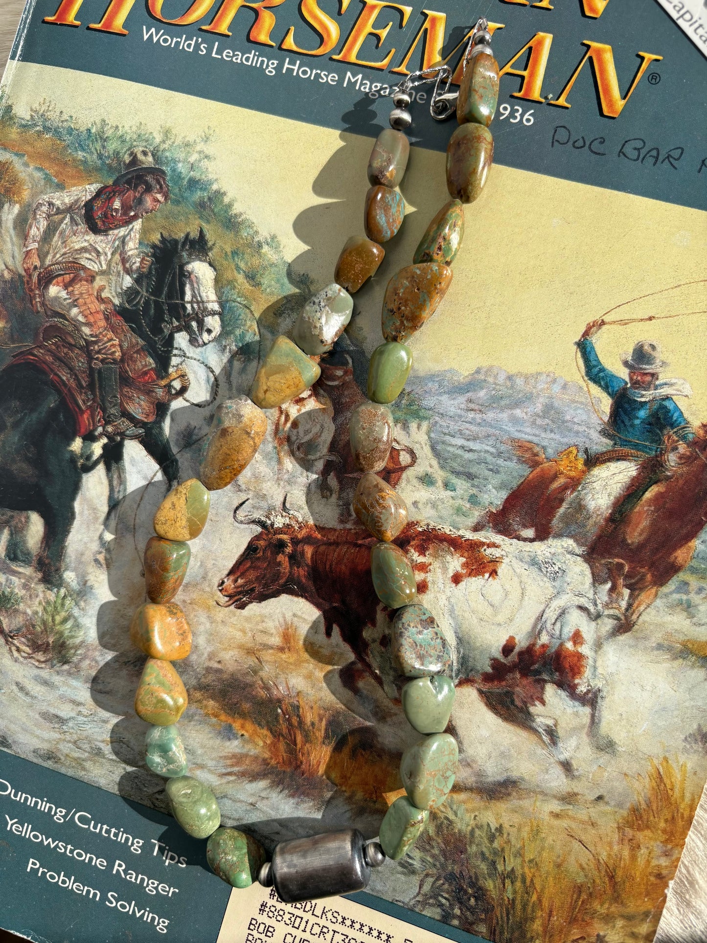Chunky Turquoise & Barrel Bead Necklace