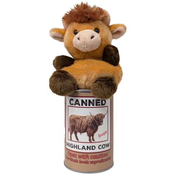 Canned Highland Cow Animal Plush