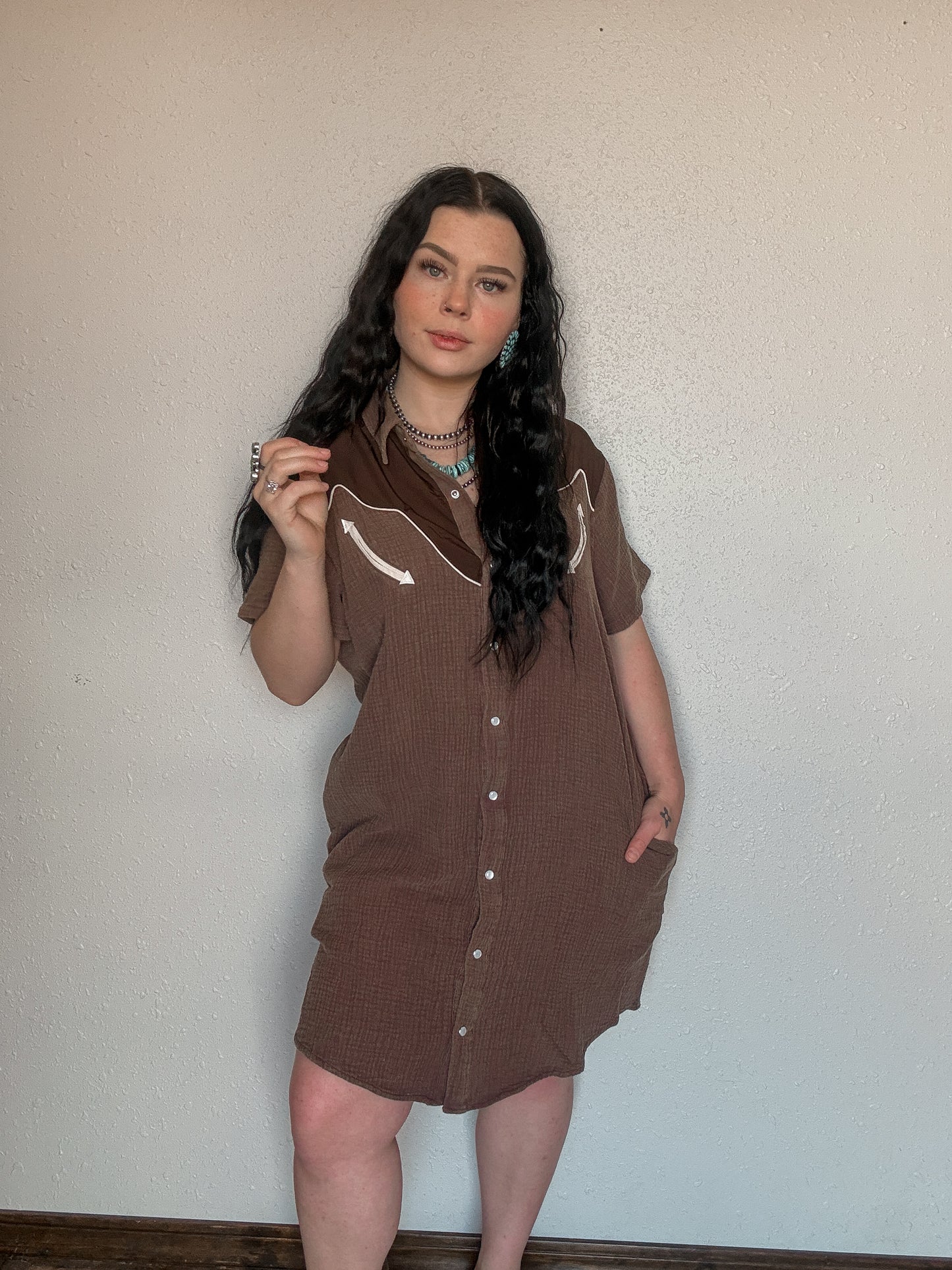 Ranchy Retro Pearl Snap Dress