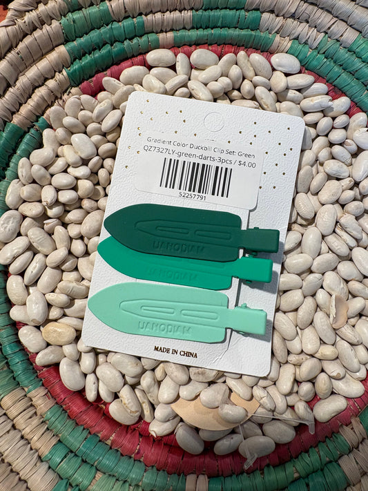 Gradient Color Duckbill Clip Set: Green