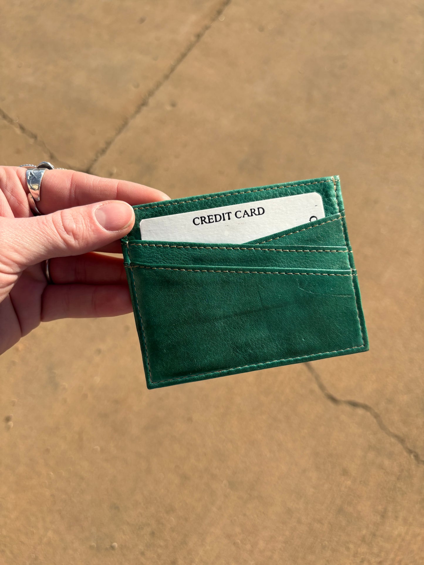 Turquoise Leather Card Holder