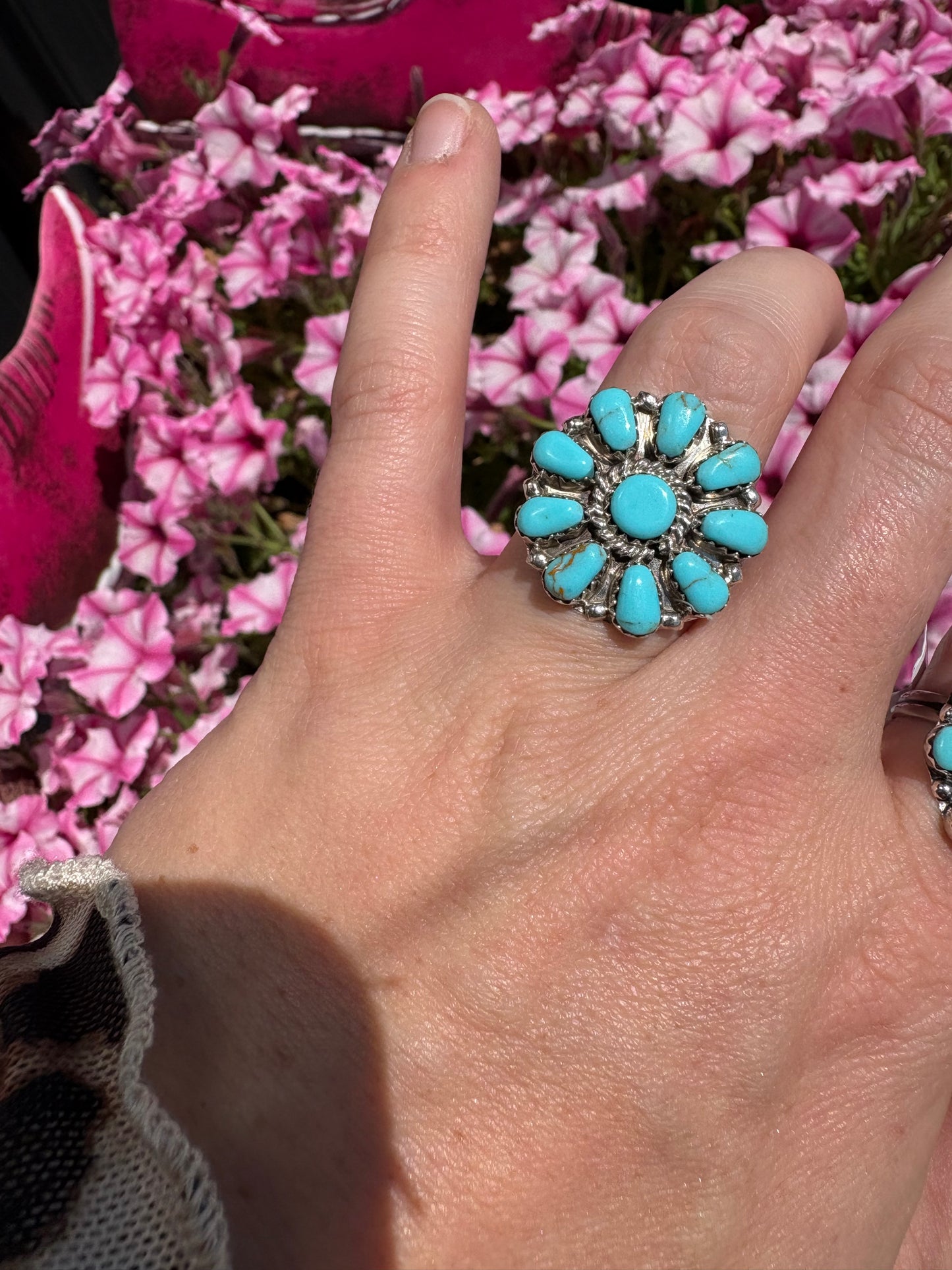Native Made Kingman Turquoise Cluster Ring
