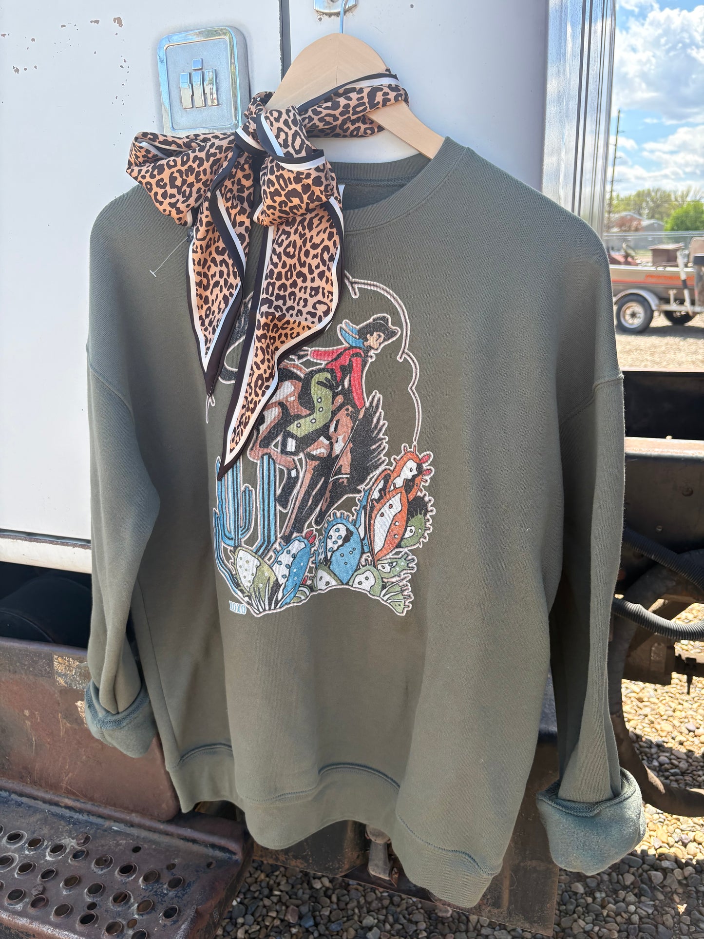 Cowboys & Cactus XOXO ART Hand-drawn Crewneck