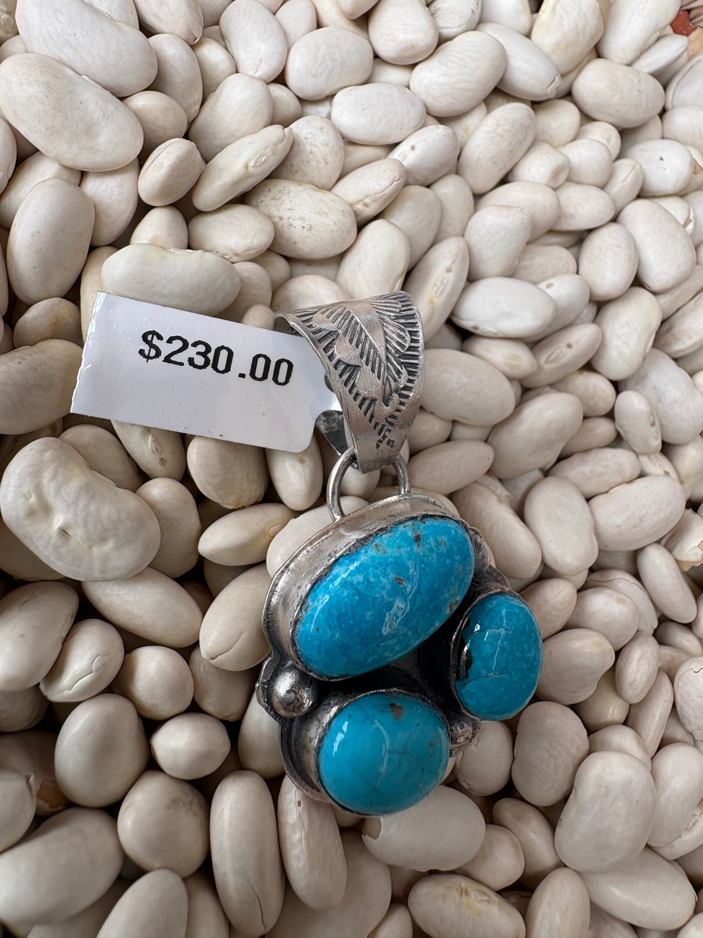 Turquoise Native Made Three Stone Pendant