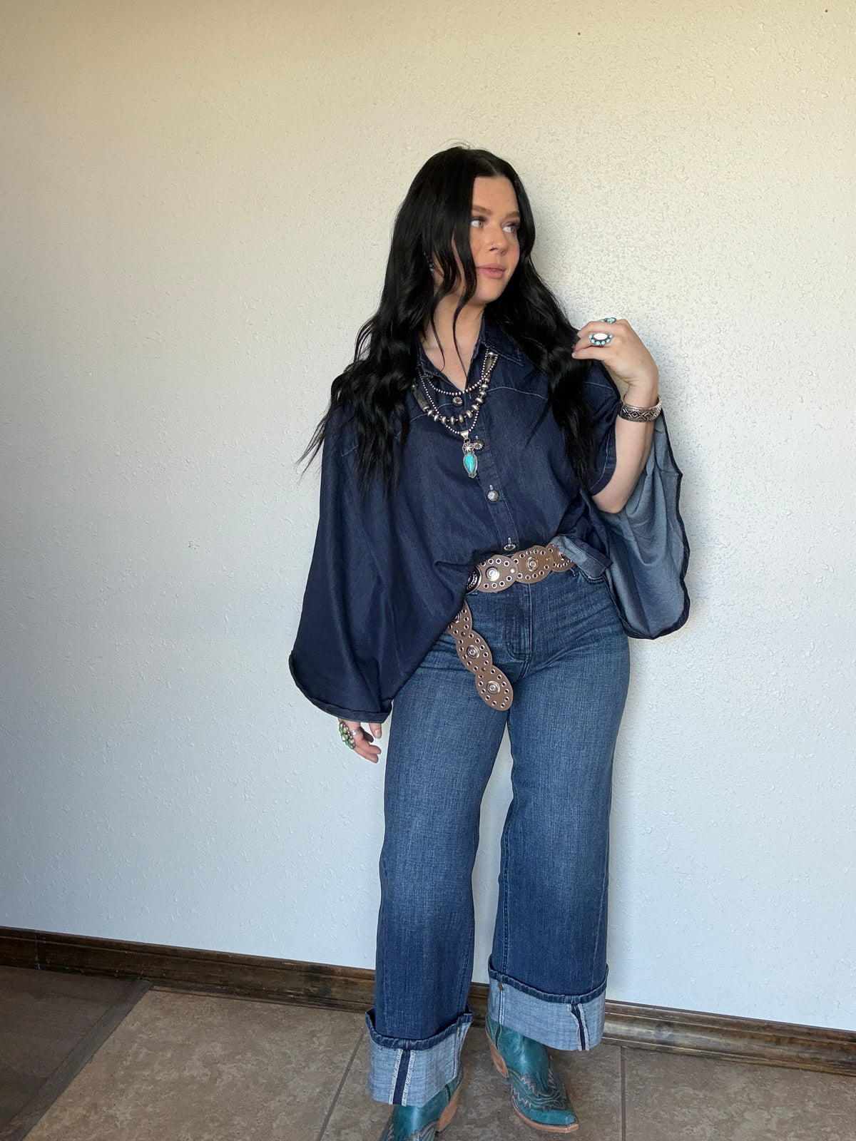 The Blu Outlaw One Size Denim Poncho