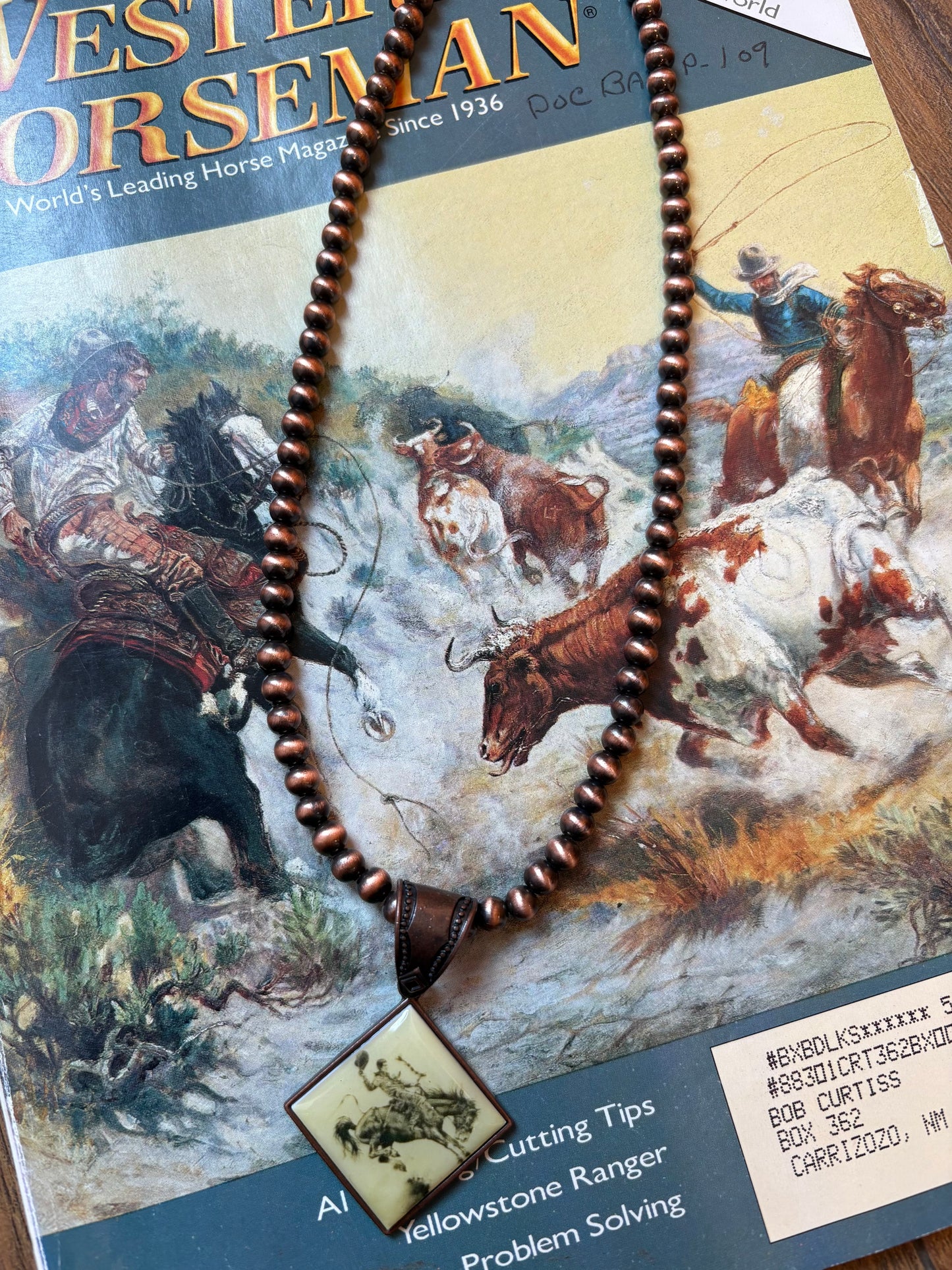 Bronc Pendant & Pearls *Copper