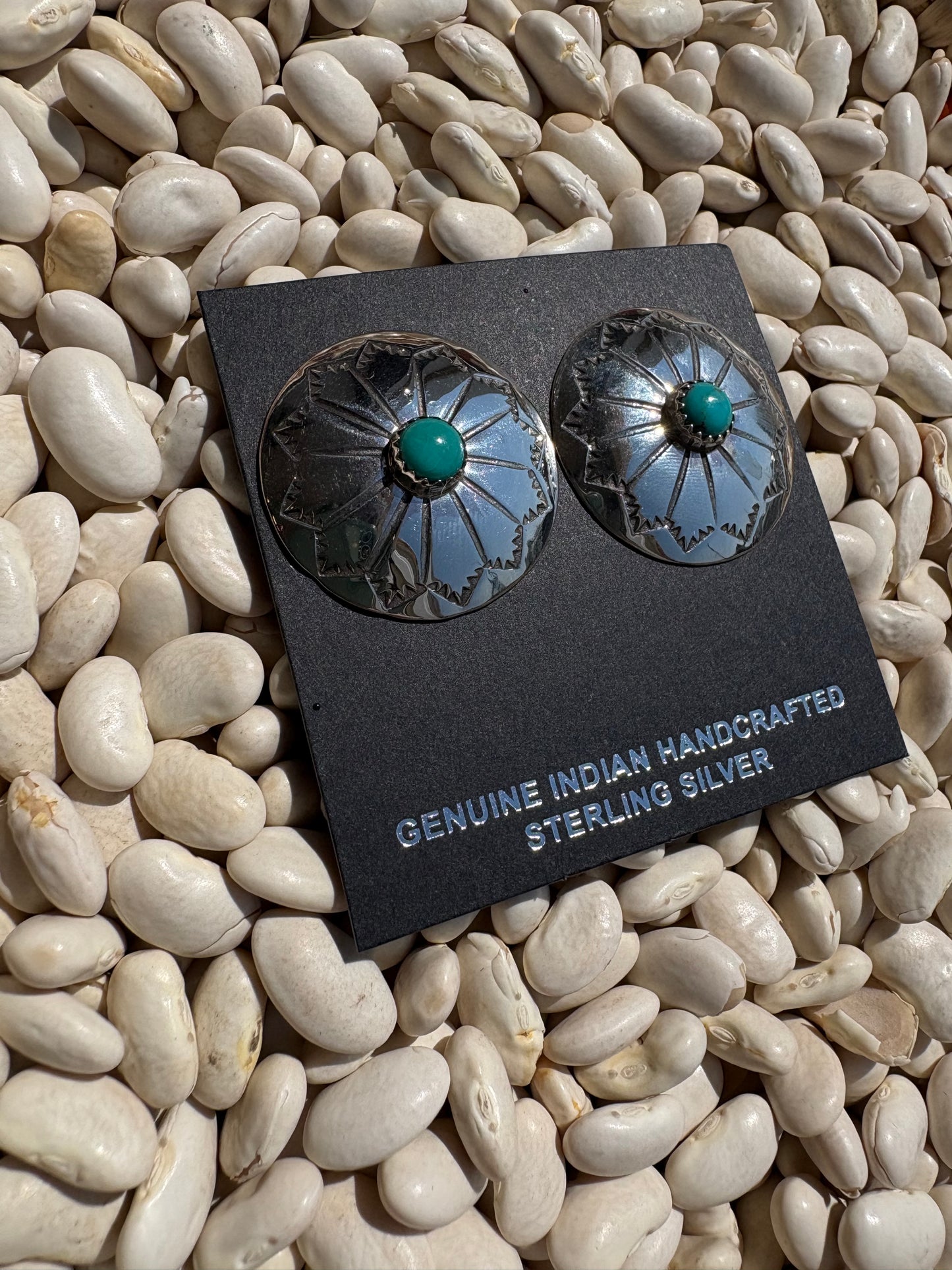 Large Concho & Turquoise Studs