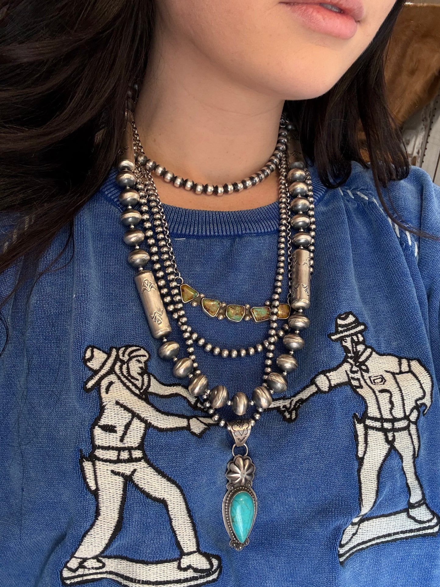 Sharon Cooley Handmade Navajo Pearl Necklace & Earrings