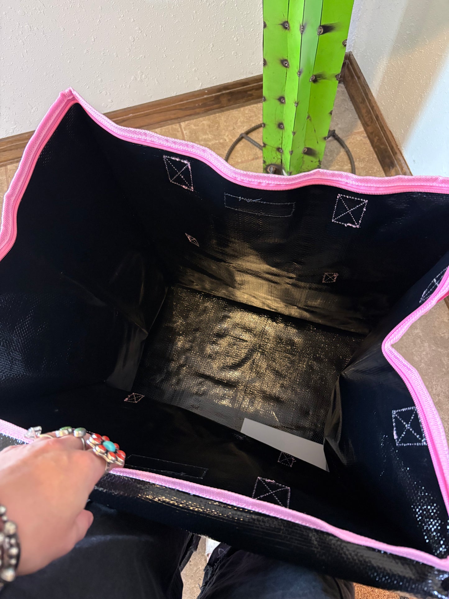 Large Pink Western Collage Rolling Bag